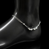 Double Layer Star Frosted Bead Pendant Anklets 925 Sterling Silver