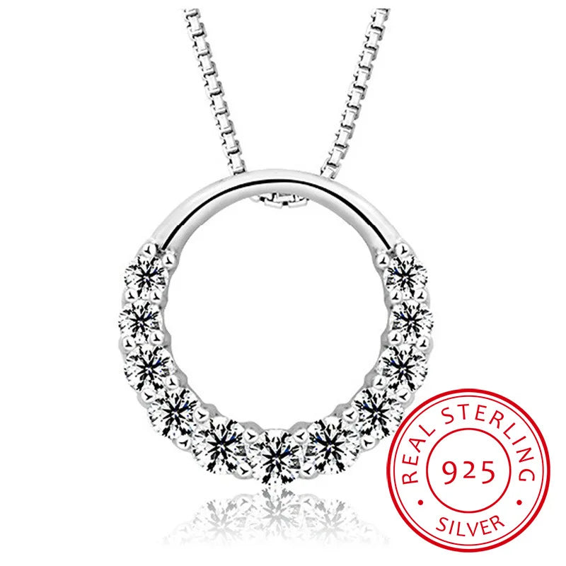 925 Silver Choker Necklace with Rhinestone Pendant | Women's Jewelry Gift