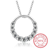 925 Sterling Silver Choker Necklace with Rhinestone Round Pendants
