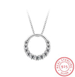 925 Sterling Silver Choker Necklace with Rhinestone Round Pendant