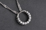 925 Sterling Silver Choker Necklace with Rhinestone Round Pendant