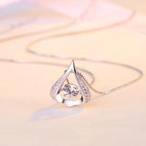 Triangle Water Pendant Necklace 925 Silver Rhinestone CZ Women Jewelry