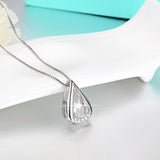 Triangle Water Pendant Necklace 925 Silver Rhinestone CZ Women Jewelry