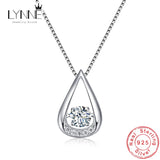 Triangle Water Pendant Necklace 925 Silver Rhinestone CZ Women Jewelry