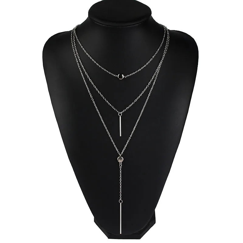 Punk Bar Dots Tassel Choker Necklace For Couple Lovers' Girl Gift