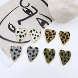 Leopard Printing Felt Wool Heart Charms Earring Necklace Pendant