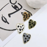 Leopard Printing Felt Wool Heart Charms Earring Necklace Pendant