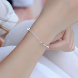 Square Pendant 925 Silver Bracelet Ladies Hand Chain Gift