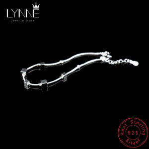 Square Pendant 925 Silver Bracelet Ladies Hand Chain Gift