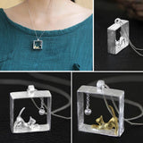 Cat Pendant Sweater Chain Silver Plated Charm Jewelry For Women Girls