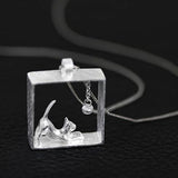 Cat Pendant Sweater Chain Silver Plated Charm Jewelry For Women Girls