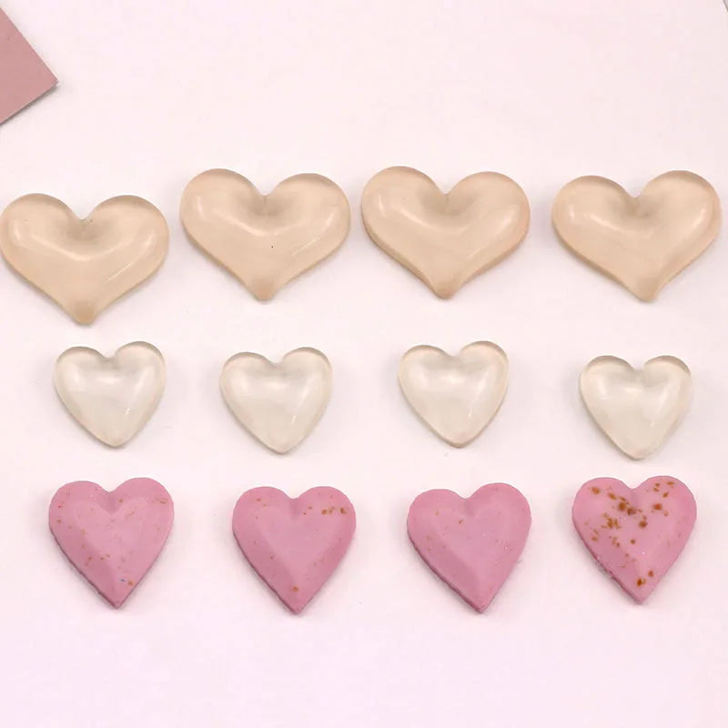50pcs/Lot Heart Patch Stickers Resin Cabochons DIY Jewelry Findings