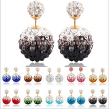 Flower Double Ball Christmas Earrings Crystal Stud Earrings