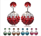 Flower Double Ball Christmas Earrings Crystal Stud Earrings