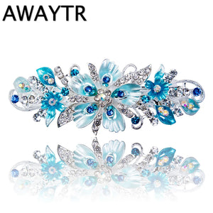 Crystal Flower Hair Barrettes Women's Hair Clips