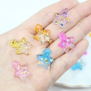 100pcs 18*20mm Glitter Star Resin Cabochons DIY Jewelry Accessories
