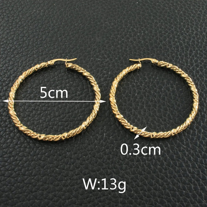 Stainless Steel Hoop Earrings Personality Bijoux En Acier Inoxydable