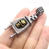 Golden Skull Plug Mens Pendant Stainless Steel Punk Pendant