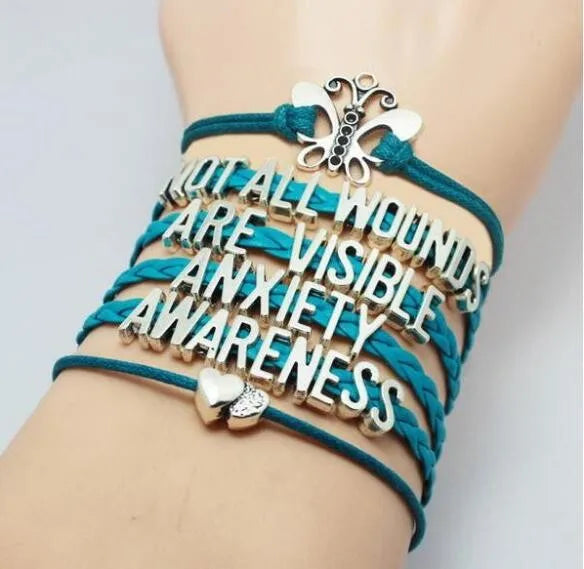 Hand Leather Anxiety Awareness Bracelet YLQ0325