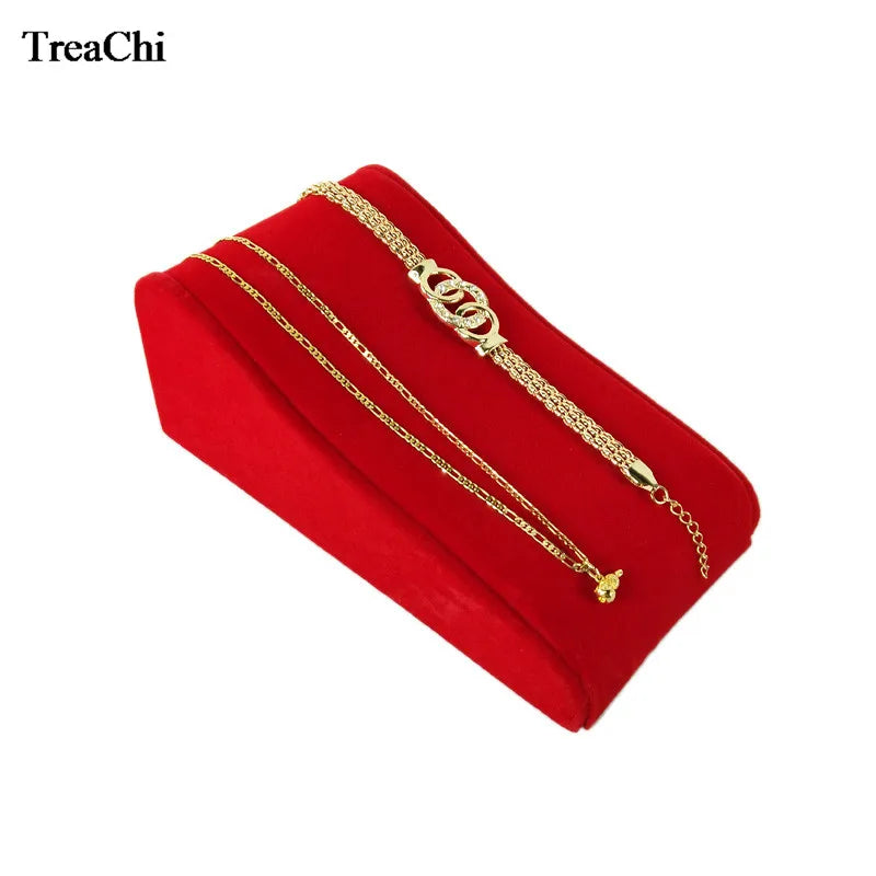Red Velvet Necklace Storage Holder Bracelet Organizer Stand