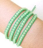 Opal Green Crystal Wrap Bracelet Bangle Button Jewelry