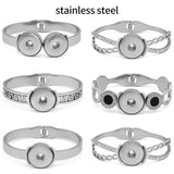 LOVE Metal Stainless Steel Snap Button Bangle Bracelet