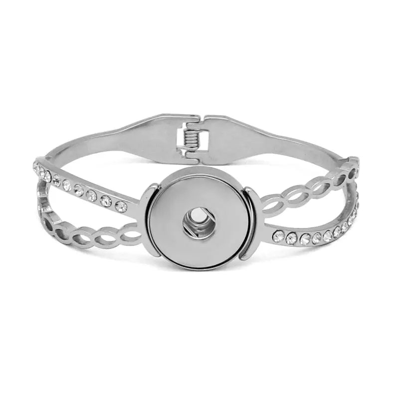 LOVE Metal Stainless Steel Snap Button Bangle Bracelet
