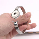 LOVE Metal Stainless Steel Snap Button Bangle Bracelet