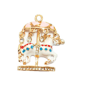 10pcs Marry-Go-Round/Horse Rhinestone Pendant 50mm*35mm