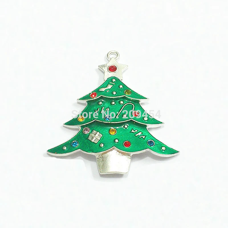 10pcs Christmas Tree Rhinestone Pendants for Jewelry Making
