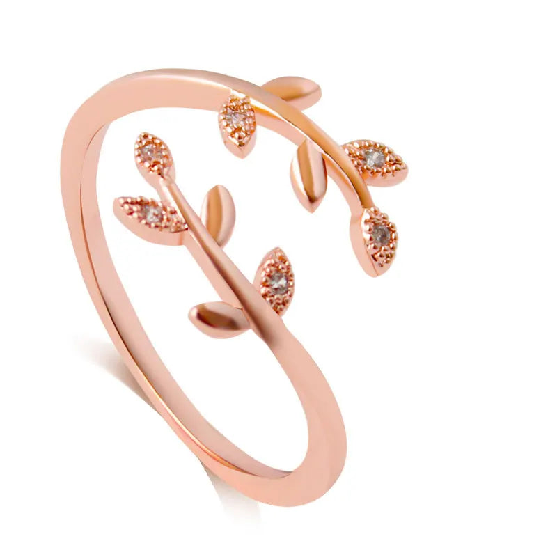 Wedding Leaves Vintage Ring for Women Adjustable