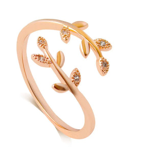 Wedding Leaves Vintage Ring for Women Adjustable
