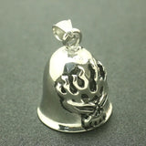 316L Stainless Steel Flaming Skeleton Biker Bell Pendant