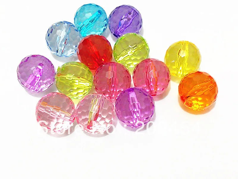 Mixed 20mm 105pcs Transparent Acrylic Faceted Beads