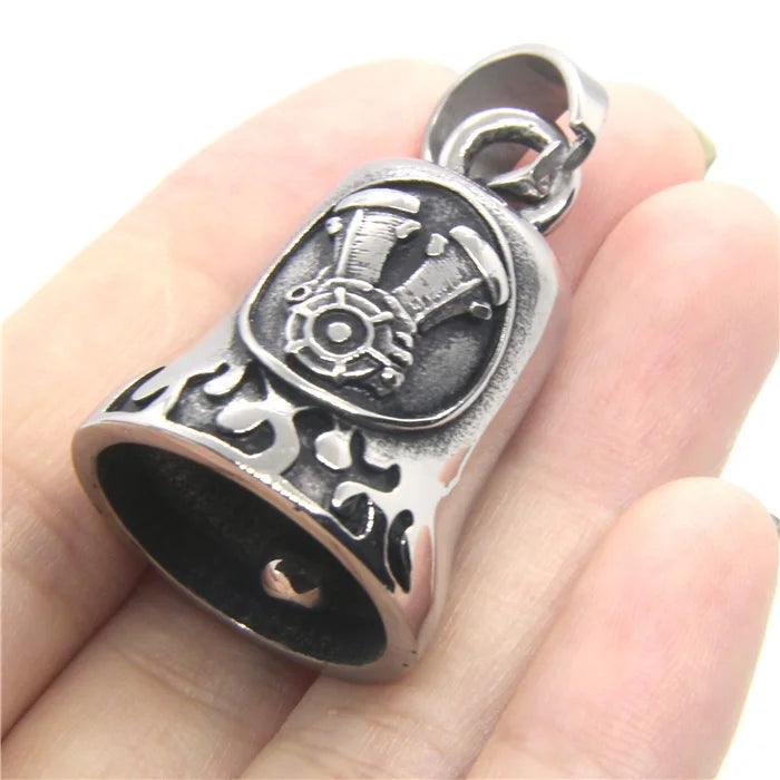 Motor Engine Bell Mens Pendant Stainless Steel Biker Pendant
