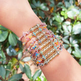 Nature Cotton Cord Knotting Hollow Out Beads Zircon Bracelet Handmade Bangle