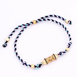 Nature Cotton Cord Knotting Hollow Out Beads Zircon Bracelet Handmade Bangle