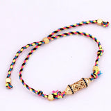 Nature Cotton Cord Knotting Hollow Out Beads Zircon Bracelet Handmade Bangle