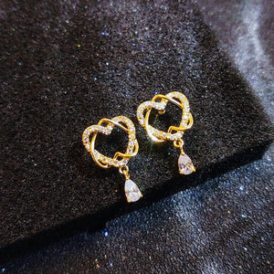 Diamond-Studded Love Earrings Zircon Jewelry Gift