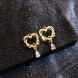 Diamond-Studded Love Earrings Zircon Jewelry Gift