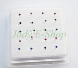 20pcs Sterling Silver Crystal Nose Ring Piercing Set