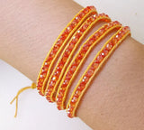 Orange Crystal Faceted Wrap Bracelet - Women's Party Birthday Gift