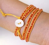 Orange Crystal Faceted Wrap Bracelet - Women's Party Birthday Gift