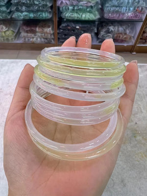 Yellow Gradient A Handring Bracelet Small Round Bar Jade Ice Seed Bangles