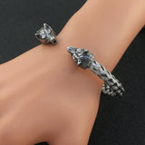 Personality Wolf Stainless Steel Silver Cuff Bangles For Men