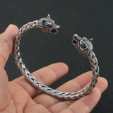 Personality Wolf Stainless Steel Silver Cuff Bangles For Men