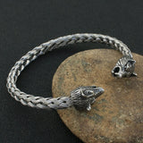 Personality Wolf Stainless Steel Silver Cuff Bangles For Men