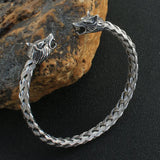 Personality Wolf Stainless Steel Silver Cuff Bangles For Men