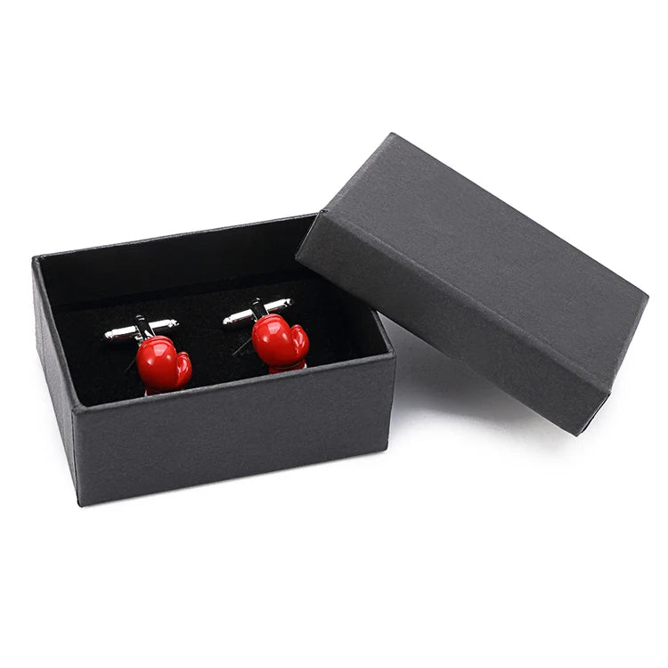 Red Enamel Boxing Gloves Cufflinks for Men