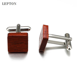 Rosewood Cufflinks For Men High Lepton Jewelry Square Wood Cuff links